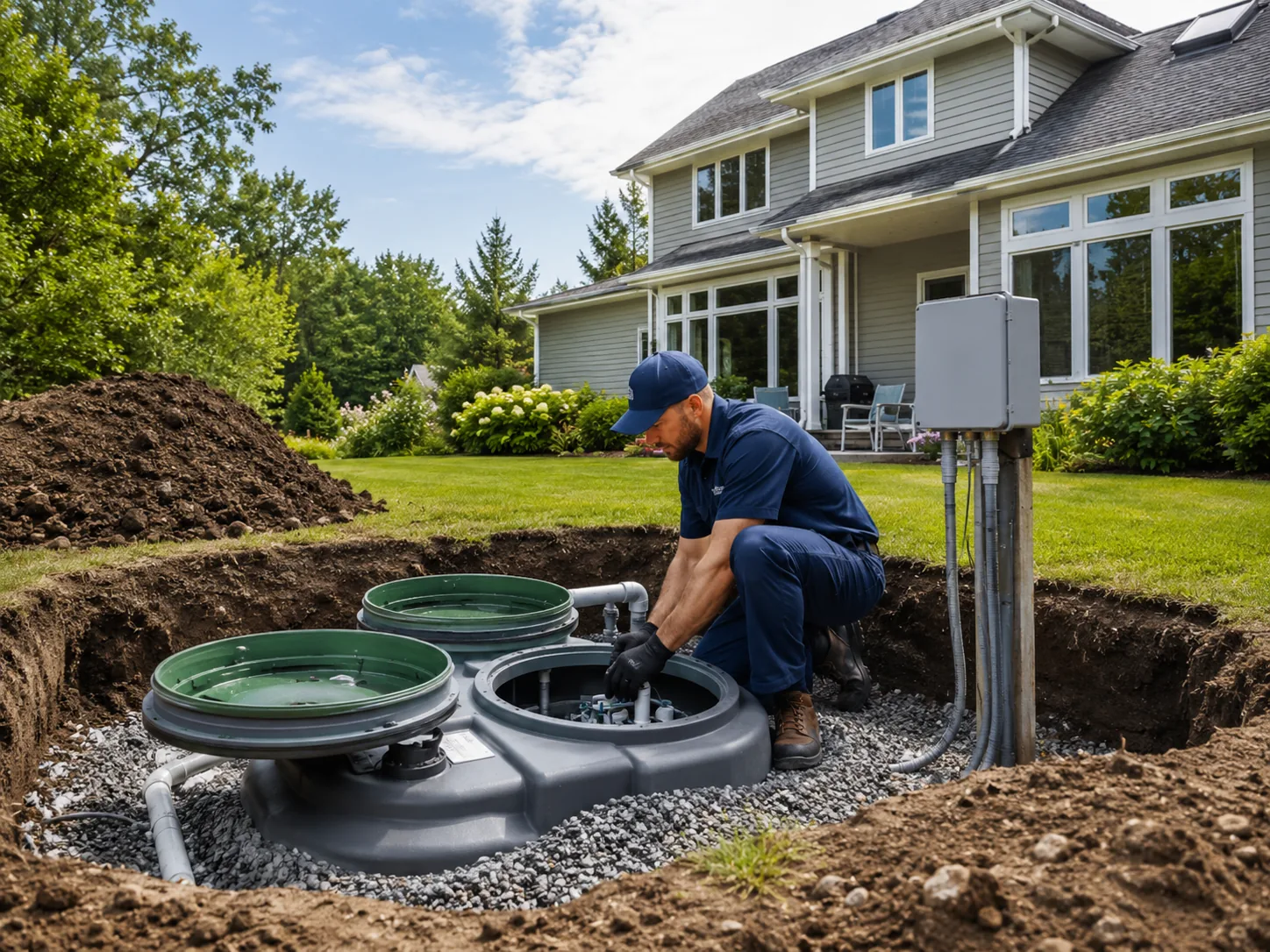 Alternative Treatment Units in McIntosh - FL being inspected beside a residential yard during service