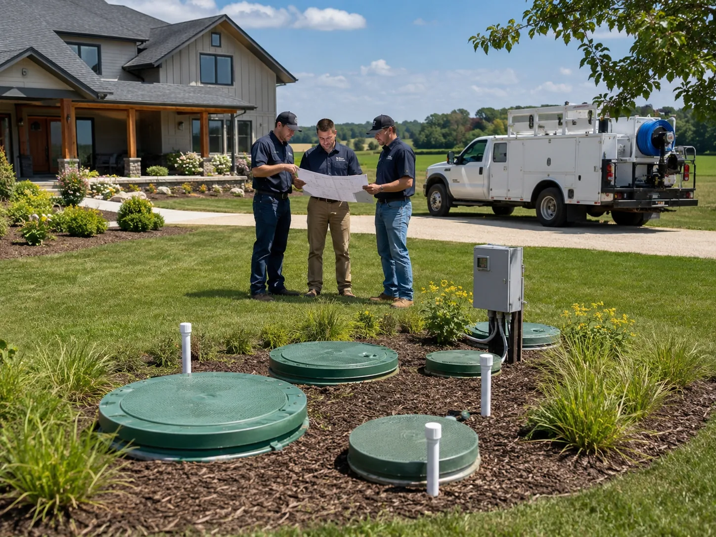 Alternative Treatment Units in Salt Springs - FL being checked beside a wooded residential lot